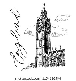 Big Ben In London Vector Sketch Illustration