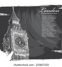 Big Ben, London in vintage style poster, vector illustration