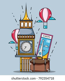 big ben monument with air balloon and bag