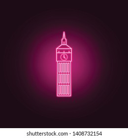 Big Ben neon icon. Elements of turizm set. Simple icon for websites, web design, mobile app, info graphics
