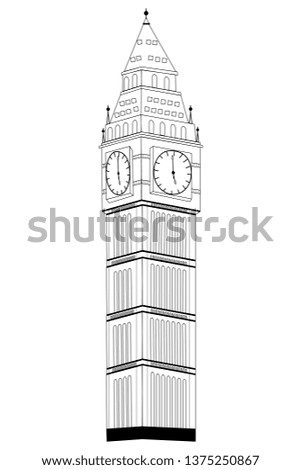  Big Ben on white background.  Symbol of London. Vector EPS10.