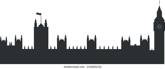 Big ben on white background.London Silhouette illustration
