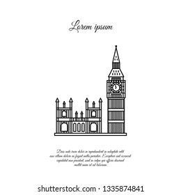 Big Ben and the Palace of Westminster in London vector line icon, sign, symbol