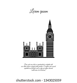Big Ben and the Palace of Westminster in London vector icon, sign, symbol