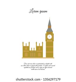 Big Ben and the Palace of Westminster in London color vector icon, sign, symbol