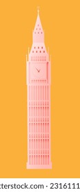 big ben pink color on orange background