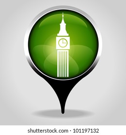 Big Ben, Realistic interface button with the tourist sign. File is saved in AI10 EPS version. This illustration contains a transparency