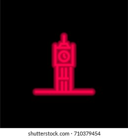 Big ben red glowing neon ui ux icon. Glowing sign logo vector