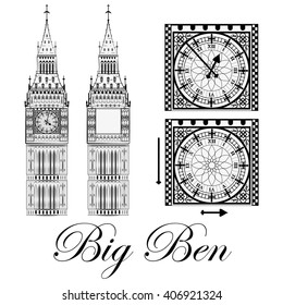 Big Ben, set, vector illustration