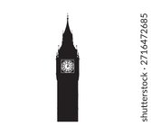 Big ben silhouette icon vector flat design