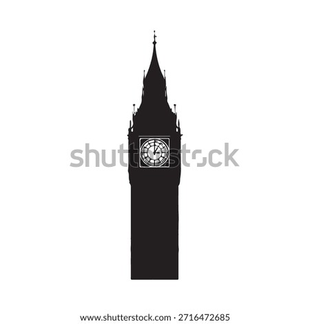Big ben silhouette icon vector flat design