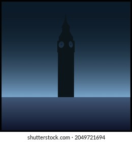Big Ben, Simple and minimalistic artwork of the monument in the UK, Vector Illustration