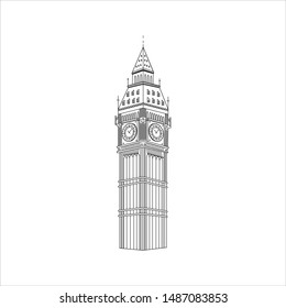 Big Ben Symbol of England. Travelling stickers with world's famous landmarks and tourist destinations elements. Travel Concept vector illustration.