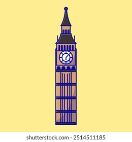 Ilustração do ícone do vetor do desenho animado da torre do Big Ben. Conceito de construção de referência
 Estilo Flat Cartoon.