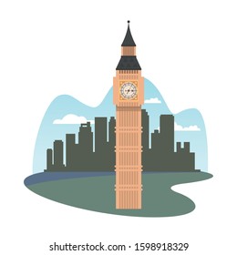 big ben tower england monument vector illustration design