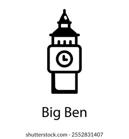 Ícone de torre Big ben no estilo de desenho