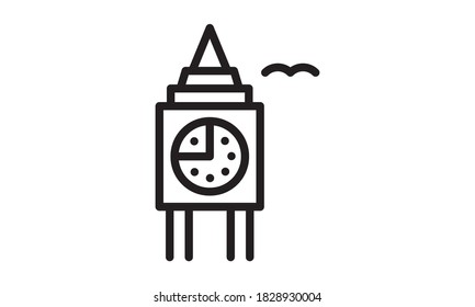 Un gran icono de la torre de ben. Ilustración plana del icono vectorial de la torre grande para el diseño web