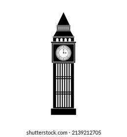 Icono de la torre Big ben sobre fondo blanco.