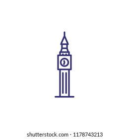Big Ben tower line icon. Clock, tower, gothic. Travel concept. Vector illustration can be used for topics like history, sightseeing, united kingdom