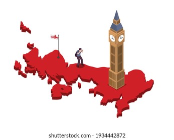 Big Ben tower of London 3D isometric vector concept for banner, website, illustration, landing page, flyer, etc
