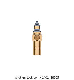 Big Ben tower monument in london, united kingdom, isolated on white background