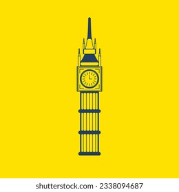 Big Ben tower vector illustration yellow material icon.for print tee shirt, typography, background, templat, poster