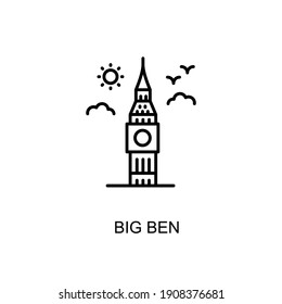 Big Ben, uk, london,  Landmark icon in vector. Logotype