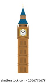 Big ben - UK, London / World famous buildings vector illustration.