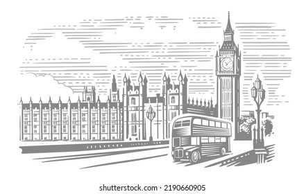 Big Ben. Vector drawing. Palace of Westminster