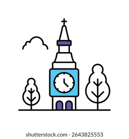 Ícone de estilo de ilustração de contorno preenchido do Big Ben