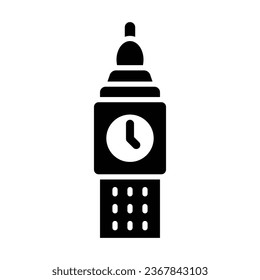 Big Ben Vector Glyph Icon For Personal And Commercial Use.
