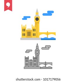 Big Ben vector icon, London illustration sign