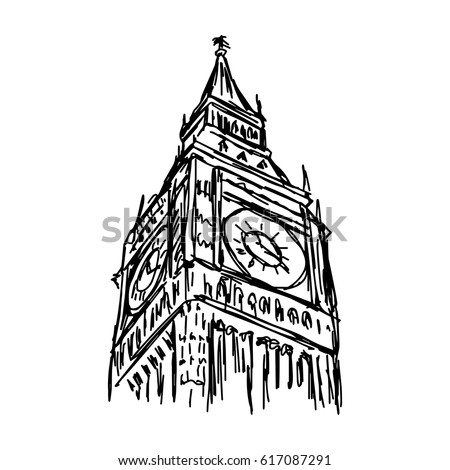 big ben - vector illustration sketch hand drawn isolated on white background