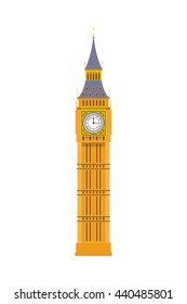 Big Ben vector illustration. Westminster, London. The Houses of Parliament Clock Tower isolated over the white background