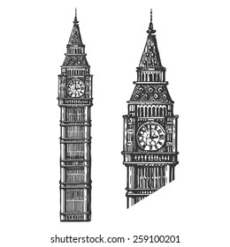 Big Ben vector logo design template. England or London icon.