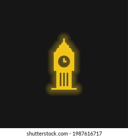 Big Ben yellow glowing neon icon