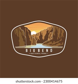 Big Bend National Park Emblem patch logo illustration on dark background