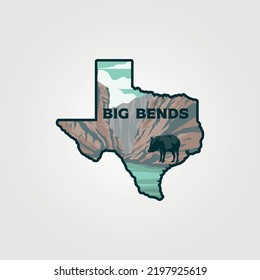 big bend national park sticker map vector logo vintage symbol illustration design