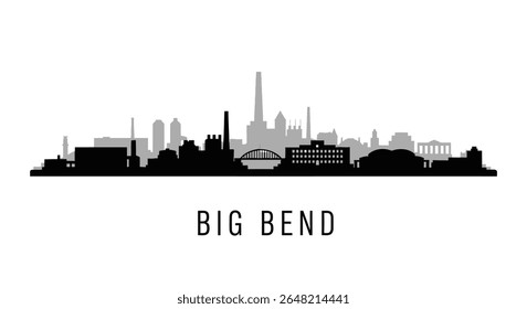 Big Bend Skyline Vector with Black Silhouette.