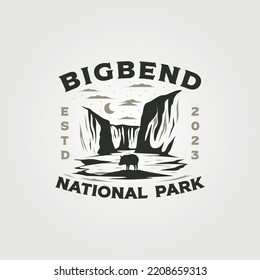 big bend vintage vector logo illustration design, big bend national park logo