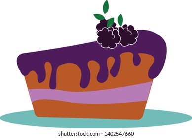 A big berry cake with lot of fresh cherries on it , vector, color drawing or illustration.