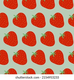 Big berry strawberry seamless pattern, cute background with red strawberries vector illustration