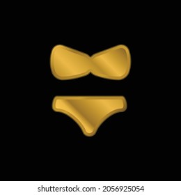 Big Bikini gold plated metalic icon or logo vector