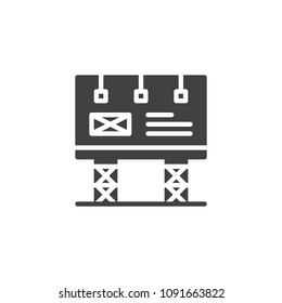 Big billboard with lamps vector icon. filled flat sign for mobile concept and web design. simple solid icon. Symbol, logo illustration. Pixel perfect vector graphics