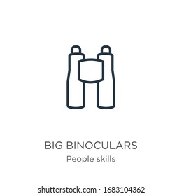 Icono de grandes binoculares. Icono de contorno de grandes binoculares lineales aislados en fondo blanco de la colección de habilidades de la gente. Signo vectorial de línea, símbolo para web y móvil
