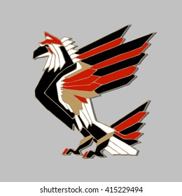 Big Bird. Fantastic Bird isolated on the grey background. Eagle Bird. Eagle symbol. Vector illustration. 