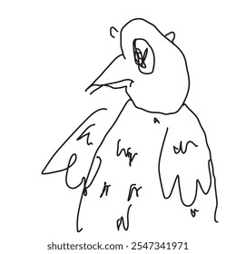 Big bird illustration. Vector of children's doodles. Abstract image.