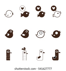 Big Bird Vector Set. Outline, easy to edit for web, logo and business design. Cartoon flat style