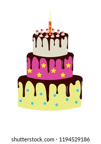 Big birthday cake. vector illustration