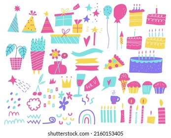 Big Birthday set of Birthday party elements